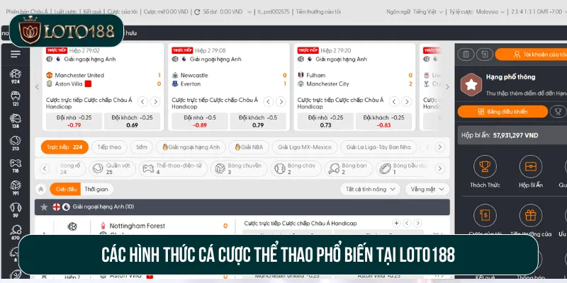 Các hình thức cá cược thể thao phổ biến tại Loto188