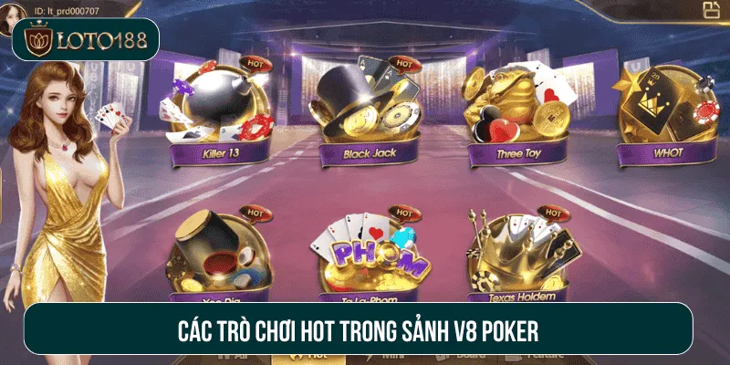 Các trò chơi hot trong sảnh V8 Poker