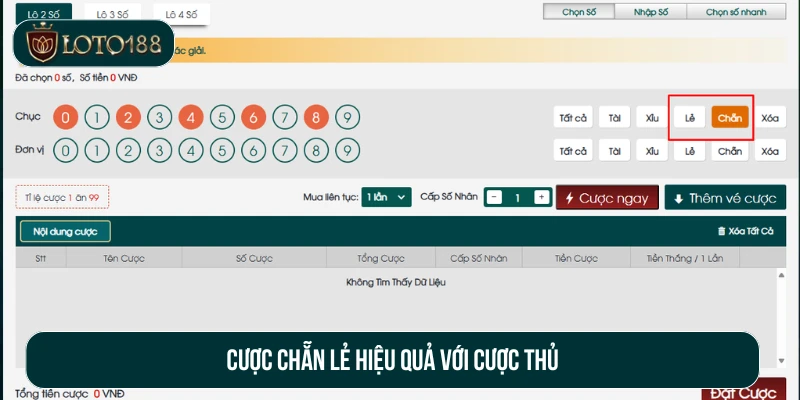 Cược chẵn lẻ hiệu quả với cược thủ