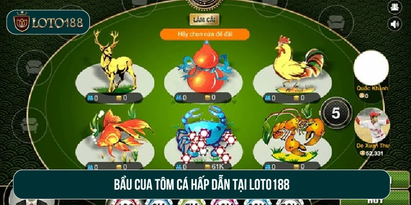 Cược game dân gian Bầu cua tôm cá hấp dẫn