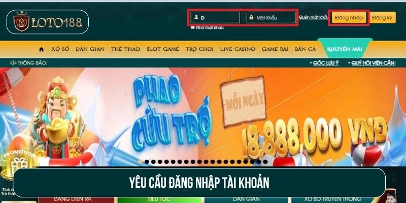 Đăng nhập vào tài khoản đặt cược ở thương hiệu Loto188 