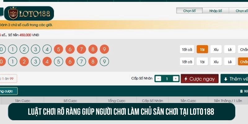 Luật chơi rõ ràng giúp người chơi làm chủ sân chơi tại Loto188