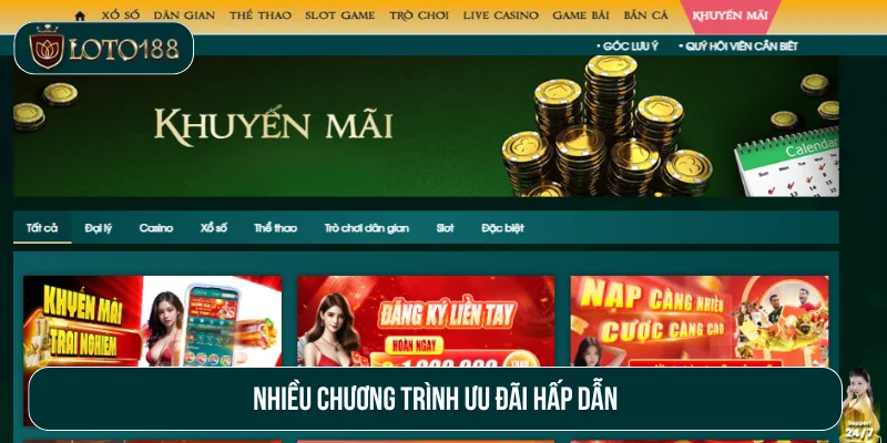 Nhiều chương trình ưu đãi hấp dẫn tại Loto188 cho người chơi 