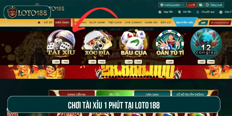 Tài xỉu 1 phút tại Loto188