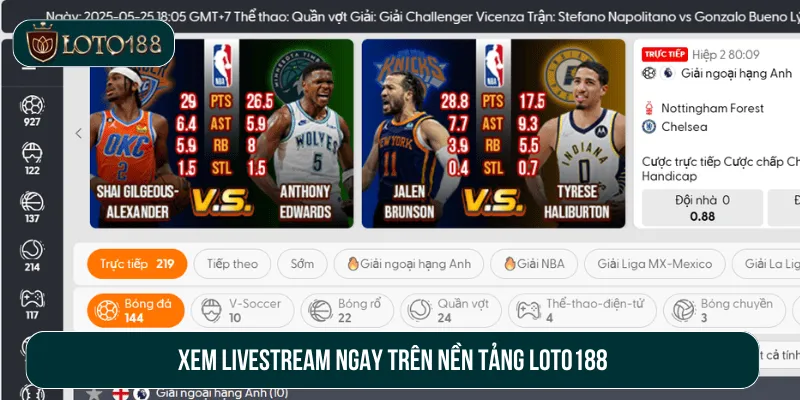 Xem livestream ngay trên nền tảng Loto188